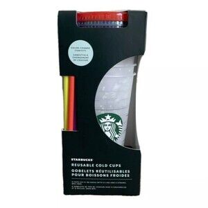 Starbucks Reusable Cold Cups Color Changing Venti Straws Set of 5 2021 NEW